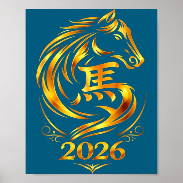 Kinesiskt nyår 2026 eldpard  poster (Framsidan)