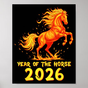 Kinesiskt nyår 2026 Häst Glad Kinesiskt nyår Poster