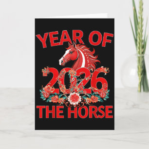 Kinesiskt nyår 2026 Häst Zodiak Rolig Lunar Ani Kort