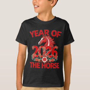 Kinesiskt nyår 2026 Häst Zodiak Roligt Lunar Ani T Shirt