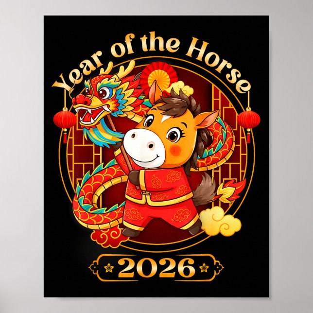 Kinesiskt nyår 2026 kläder pojkar flickor år T Poster (Framsidan)