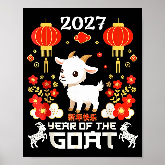 Kinesiskt nyår 2027 år för geten Lunar Poster (Framsidan)