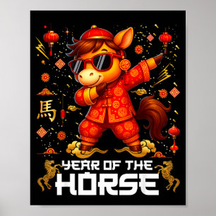 Kinesiskt Nyår År för hästen Dabbing Horse Lunar Poster