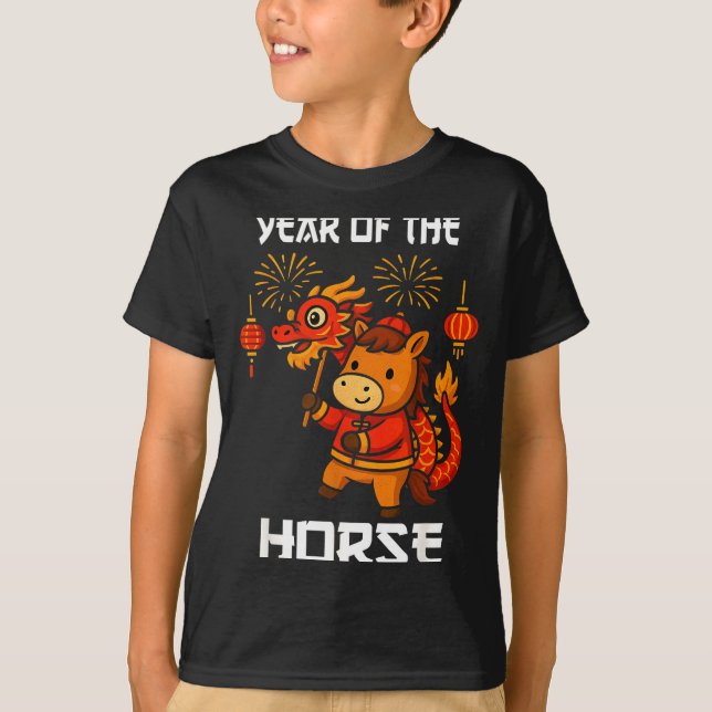 Kinesiskt Nyår - Året för hästen - Drakar  T Shirt (Framsida)