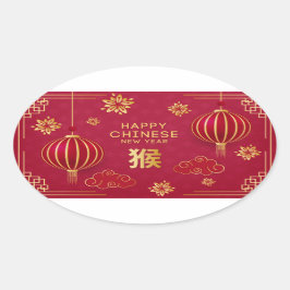 Kinesiskt nyår - Året för Tiger - Oval dekal Ovalt Klistermärke