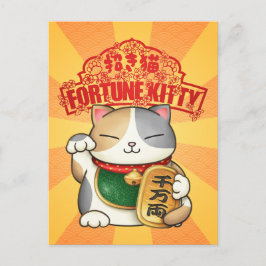 Kinesiskt nyår Calico Lucky Cat Helg Vykort