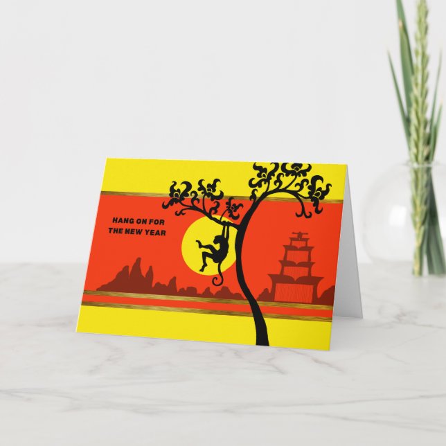 Kinesiskt nyår för bytet av apa helgkort (Framsida)