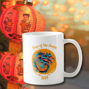 Kinesiskt nyår för dragonfärgat zodiakfack kaffemugg