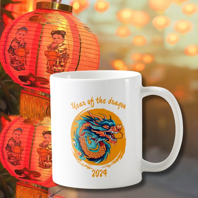 Kinesiskt nyår för dragonfärgat zodiakfack kaffemugg (Skapare uppladdad)