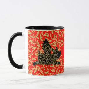 Kinesiskt nyår för Gris som flyger Silhouette Red Mugg