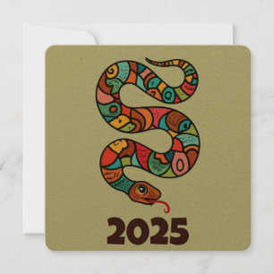 Kinesiskt nyår för Grönt Wood Snake 2025 Julkort