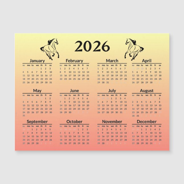 Kinesiskt nyår för hästen 2026 kalender (Framsida)