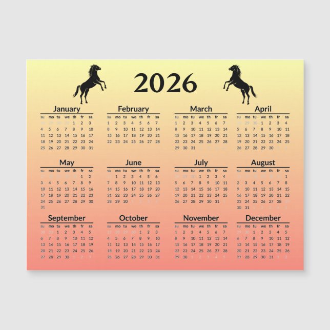 Kinesiskt nyår för hästen 2026 kalender (Framsida)