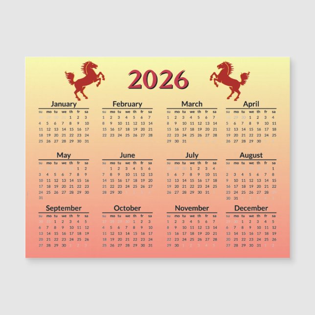 Kinesiskt nyår för hästen 2026 kalender (Framsida)