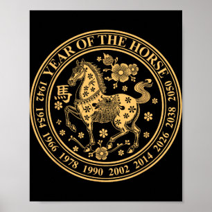 Kinesiskt nyår för hästen 2026 Lunar Zodiac Poster