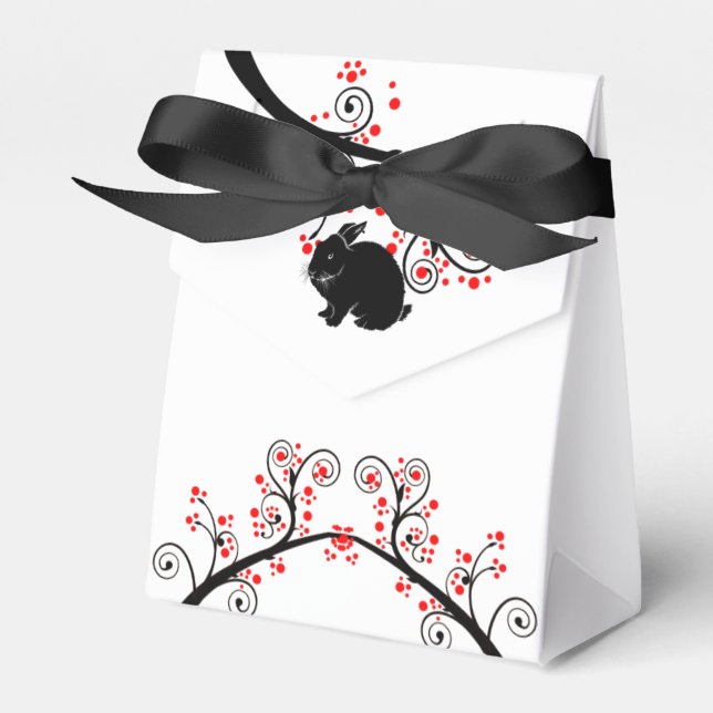 Kinesiskt nyår för kanin- och röda Blommar Presentaskar (Framsidan Sidan)