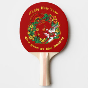 Kinesiskt nyår för kaninen Ping Pong Paddle Pingisracket