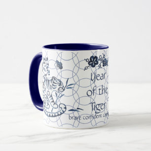 Kinesiskt nyår för konstblått tiger Zodiac Mugg