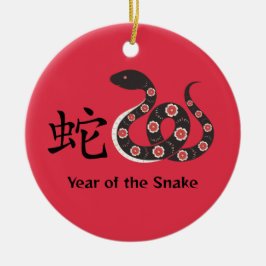 Kinesiskt nyår för ormen julgransprydnad keramik