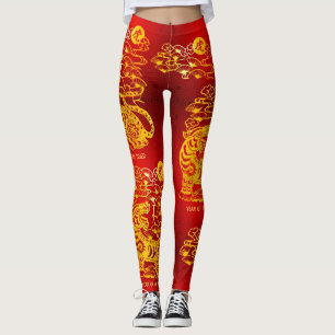 Kinesiskt nyår för tigerguldfärd leggings