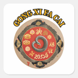 KINESISKT NYÅR FYRKANTIGT KLISTERMÄRKE