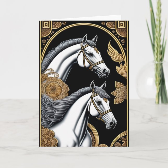 Kinesiskt nyår Hälsningskort för året hästen Kort (Framsida)