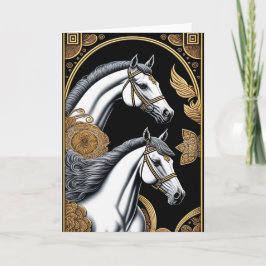 Kinesiskt nyår Häst Gratulationskort Kort