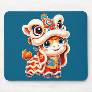 Kinesiskt nyår häst lejon CNY dans kostym Musmatta
