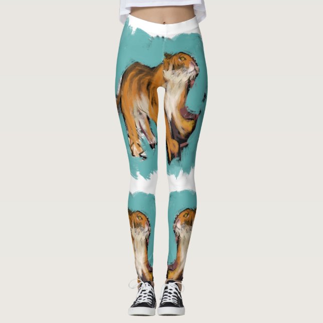 Kinesiskt nyår L4 för kinesiska Teckning-tiger Leggings (Framsida)