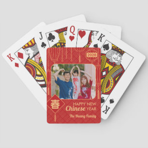 Kinesiskt nyår lykta Foto Poker Kort Casinokort