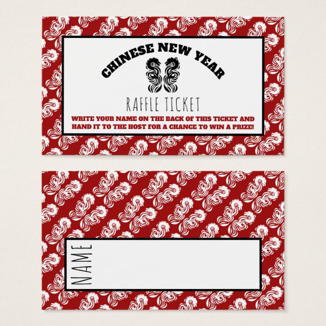 Kinesiskt nyår Oriental Dragon Raffle Biljett (Framsida & baksida)