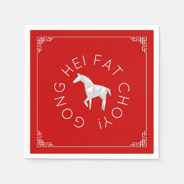 Kinesiskt nyår Origami Horse Pappersservett (Framsidan)