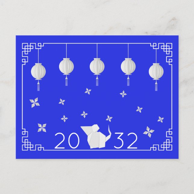 Kinesiskt nyår Origami Råtta Vykort (Framsida)