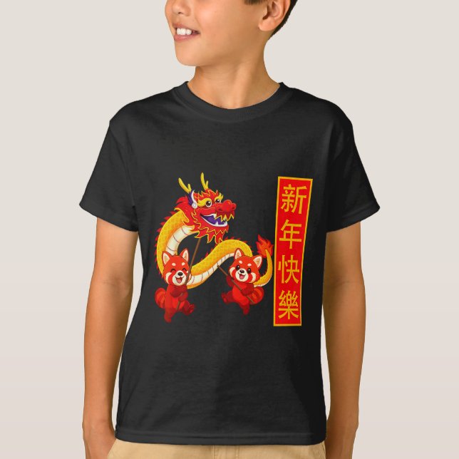 Kinesiskt Nyår Panda Drakdans År För Häst T Shirt (Framsida)