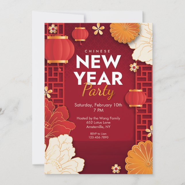 Kinesiskt nyår Party Inbjudningar (Framsida)