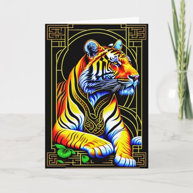 Kinesiskt nyår Tiger gratulationskort Kort (Framsida)