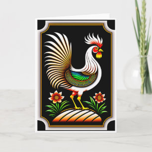 Kinesiskt Nyår Tupp Julkort Kort