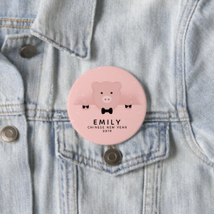 Kinesiskt nyår vid Rosa Gris Cute Knapp