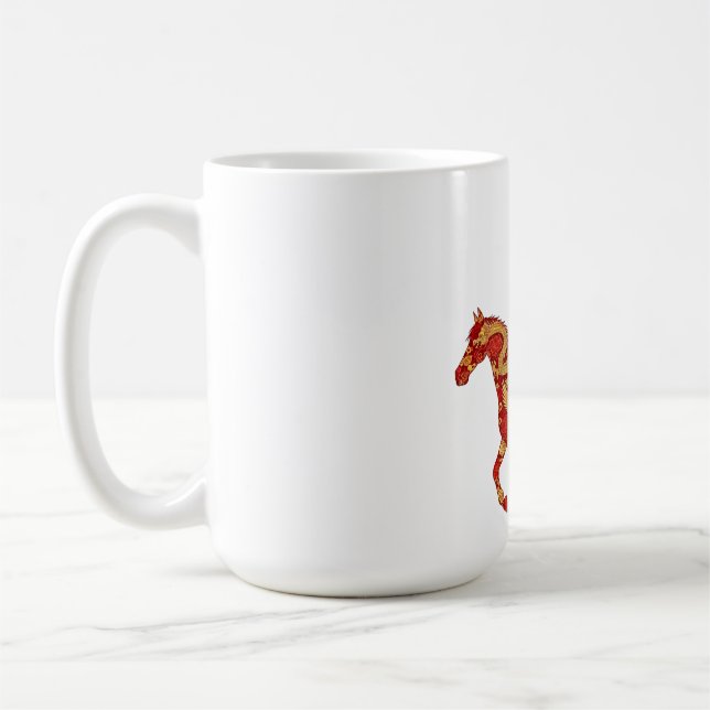 Kinesiskt nyårshäst med drakefenix  kaffemugg (Vänster)
