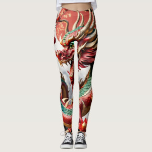 Kinesiskt nyårskort Dragon Zodiac Birthday Leg02 Leggings