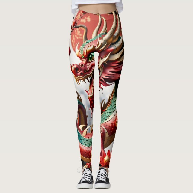 Kinesiskt nyårskort Dragon Zodiac Birthday Leg02 Leggings (Framsida)