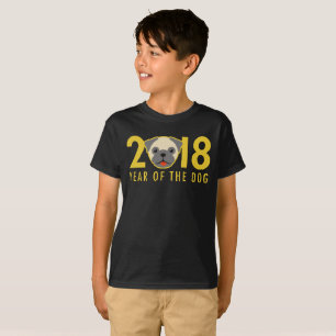 Kinesiskt nytt år 2018 år av hundmopset tee shirt
