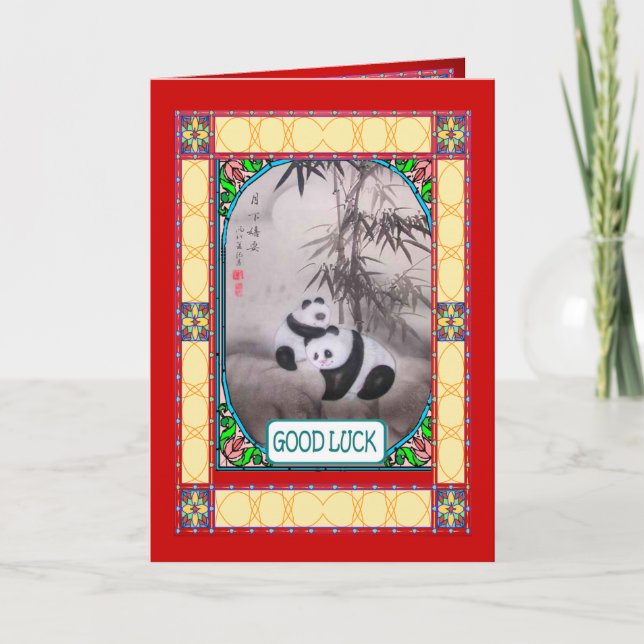 Kinesiskt nytt år Pandas under ett träd Helgkort (Framsida)