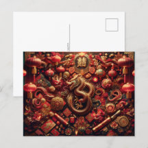 Kinesiskt nytt Lunarår i draken, postkorsning