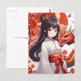 Kinesiskt nytt Lunarår i draken, postkorsning Vykort