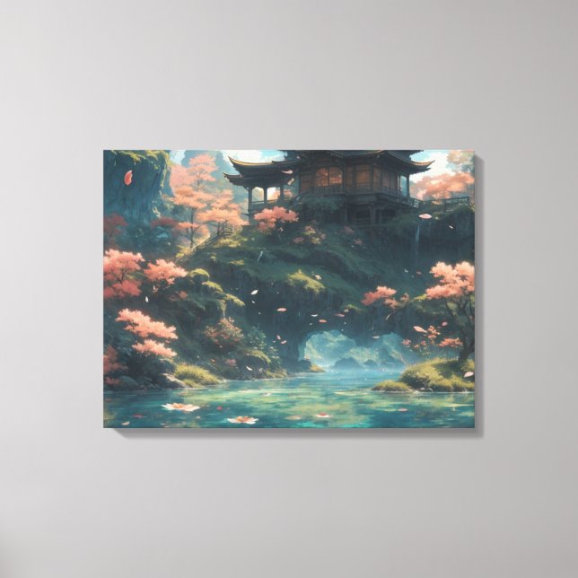 Kinesiskt palats på Blommarna Färskbergsmålning Canvastryck (Framsida)