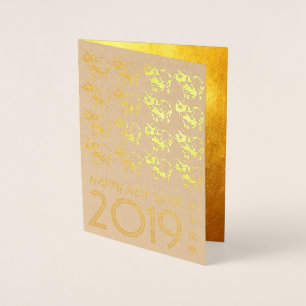 Kinesiskt Papercut Gris År 2019 Luxury Kraft Card Folierat Kort
