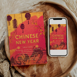 Kinesiskt rött Guld Gott kinesiskt nyår - Ormen år Julkort