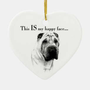Kinesiskt Shar Pei lyckligt ansikte Julgransprydnad Keramik