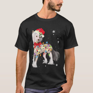 Kinesiskt skäggigt Hund Julljus Julafton Mamma Pap T Shirt
